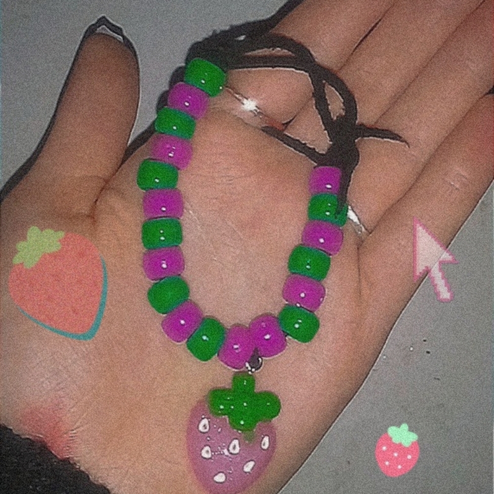 Strawberry charm kandi bracelet